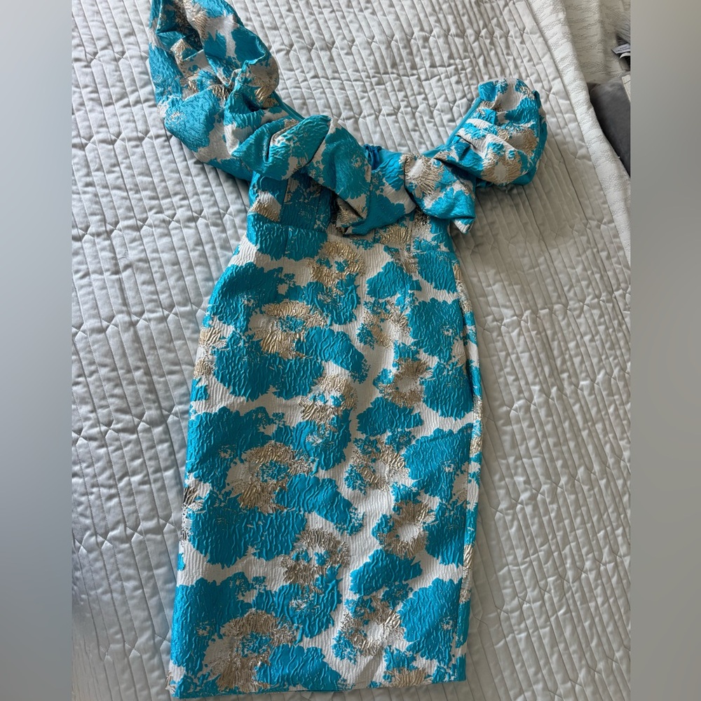 Floral Blue and Silver Dress
